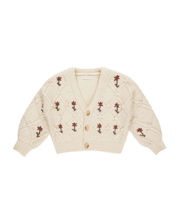 Rylee + Cru Boxy Cardigan - Winter Floral Embroidery