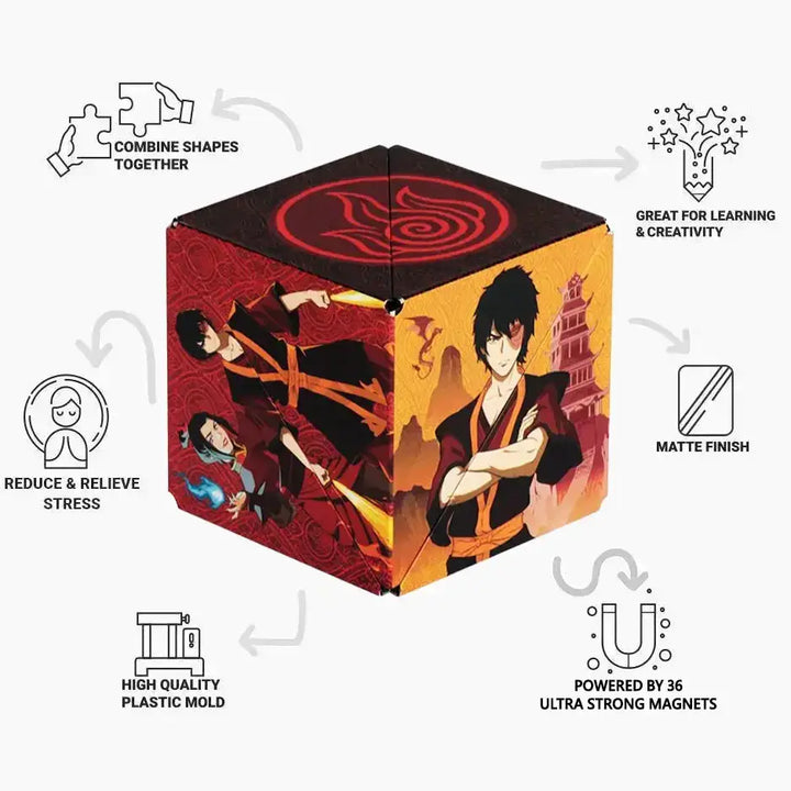 Shashibo Avatar Fire Magnetic Puzzle Cube
