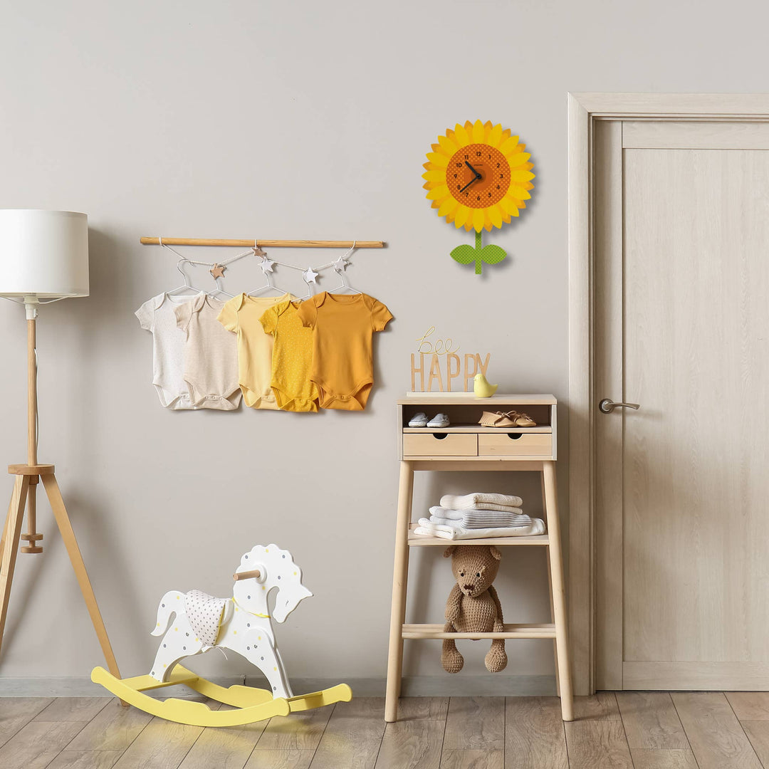 Popclox Sunflower Pendulum Clock - Wood