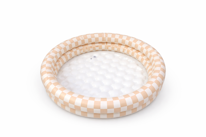 Ali+Oli Two-Ring Inflatable Kiddie Pool - Tan Checkers
