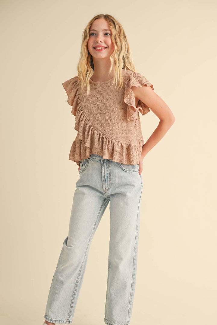 Heart And Arrow Asymmetrical Ruffle Top