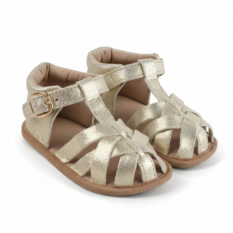 Little Love Bug Closed Toe Sandal - Gold Glitter