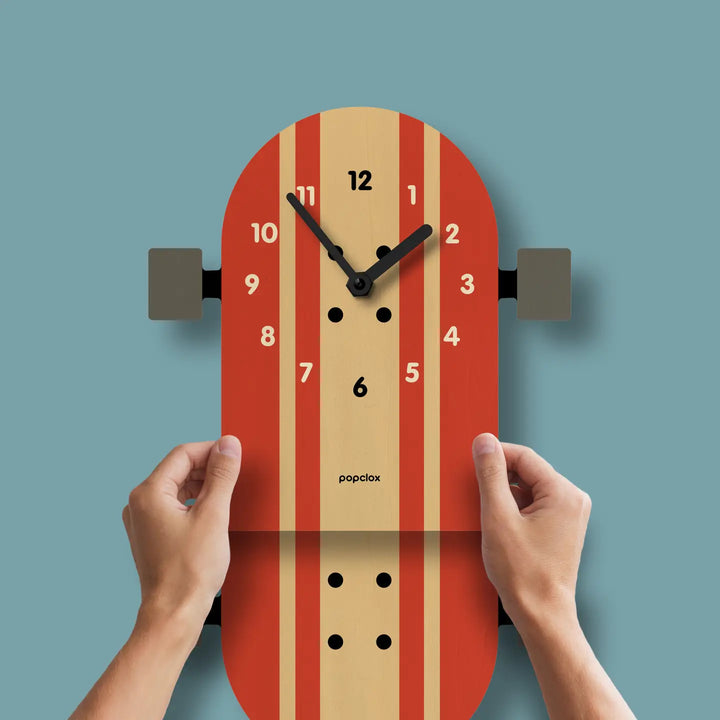 Popclox Skateboard Pendulum Clock - Wood