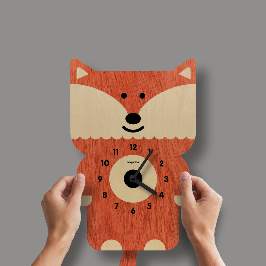 Popclox Fox Pendulum Clock - Wood