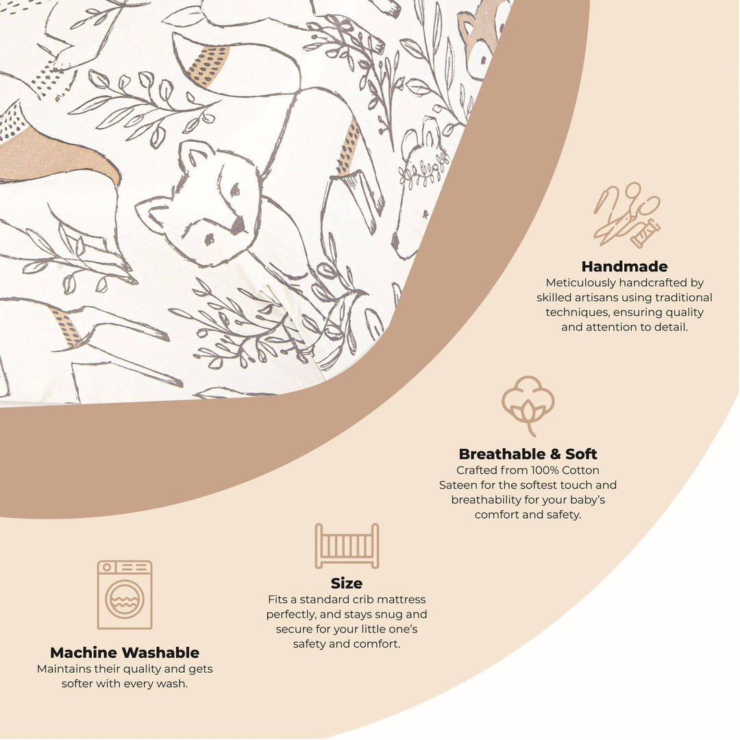 Crane Baby Crib Sheet - Ezra Woodland