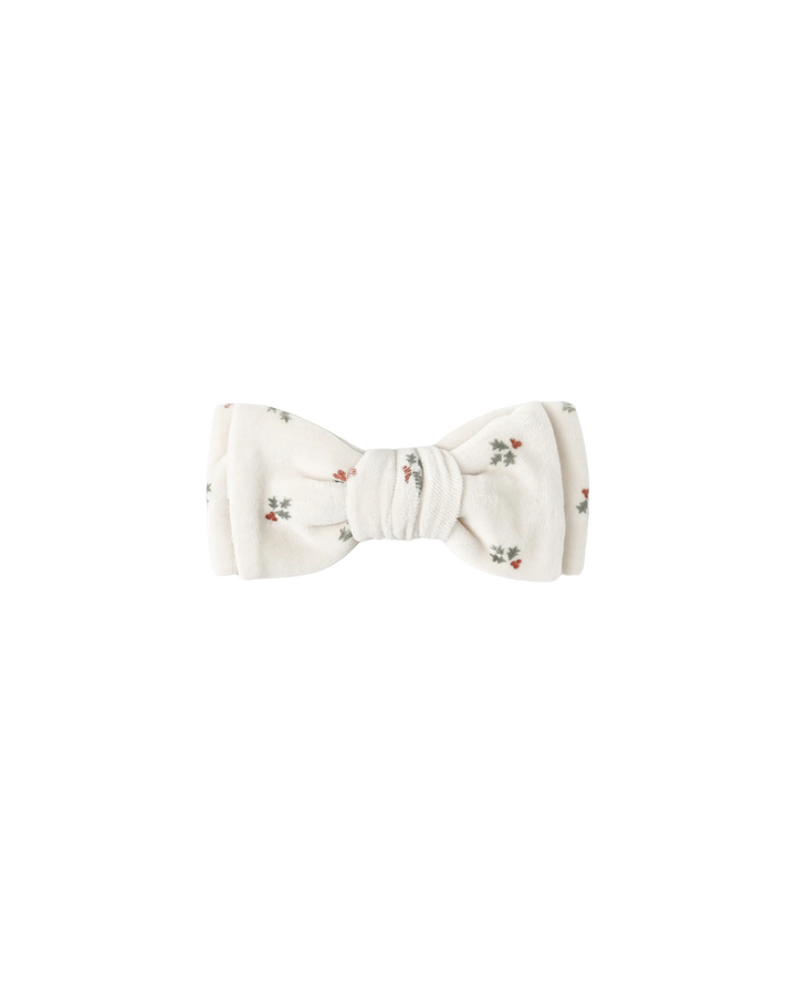 Quincy Mae Velour Bow Headband - Holly Berry