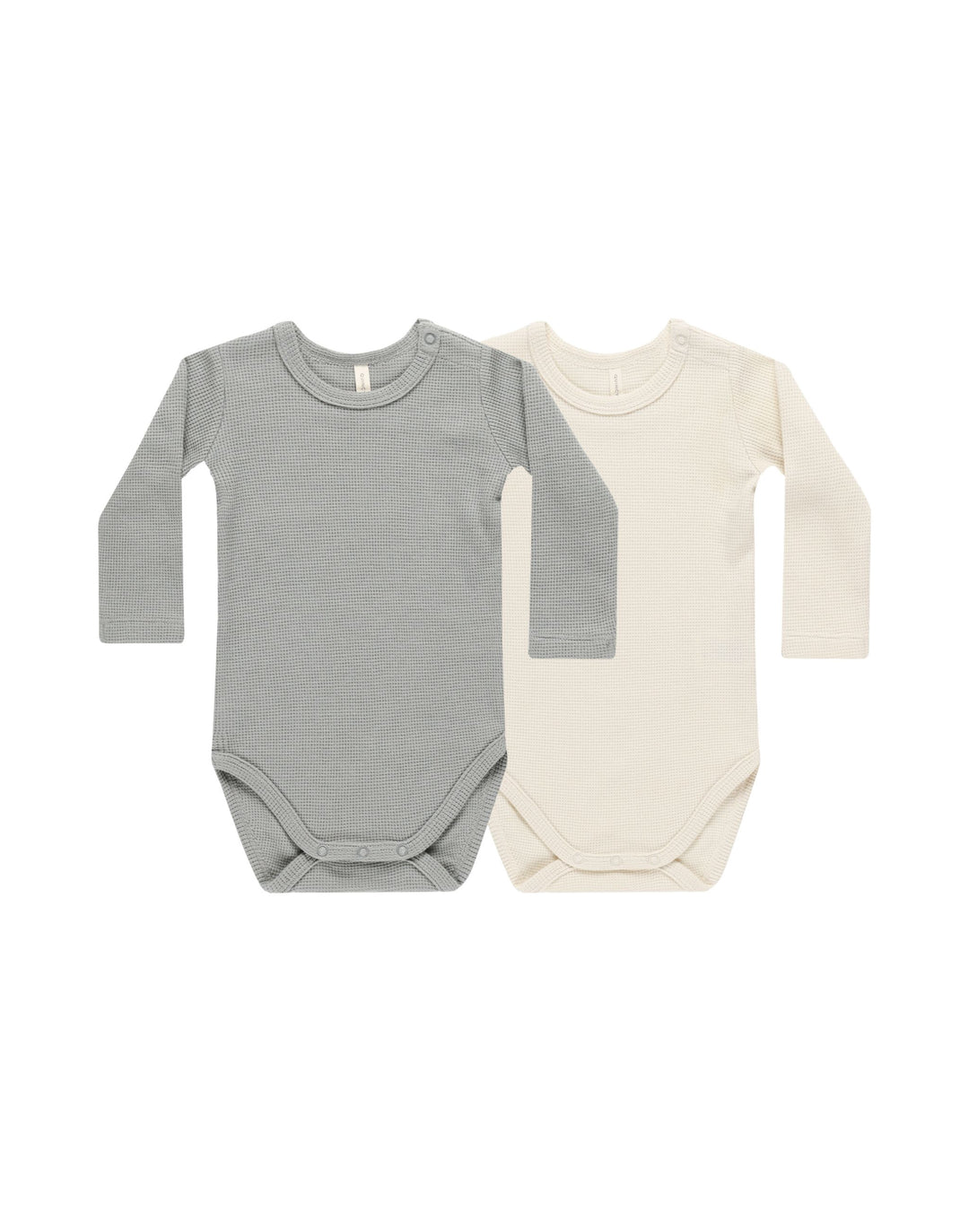 Quincy Mae Waffle Bodysuit 2 Pack - Natural, Dusty Blue