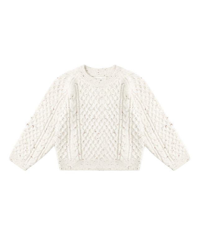 Rylee + Cru Cable Knit Sweater - Natural Speckled