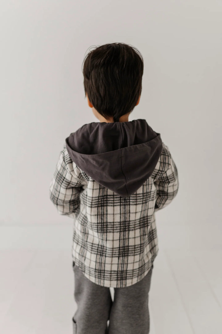 Babysprouts Hooded Shacket - Granite Plaid