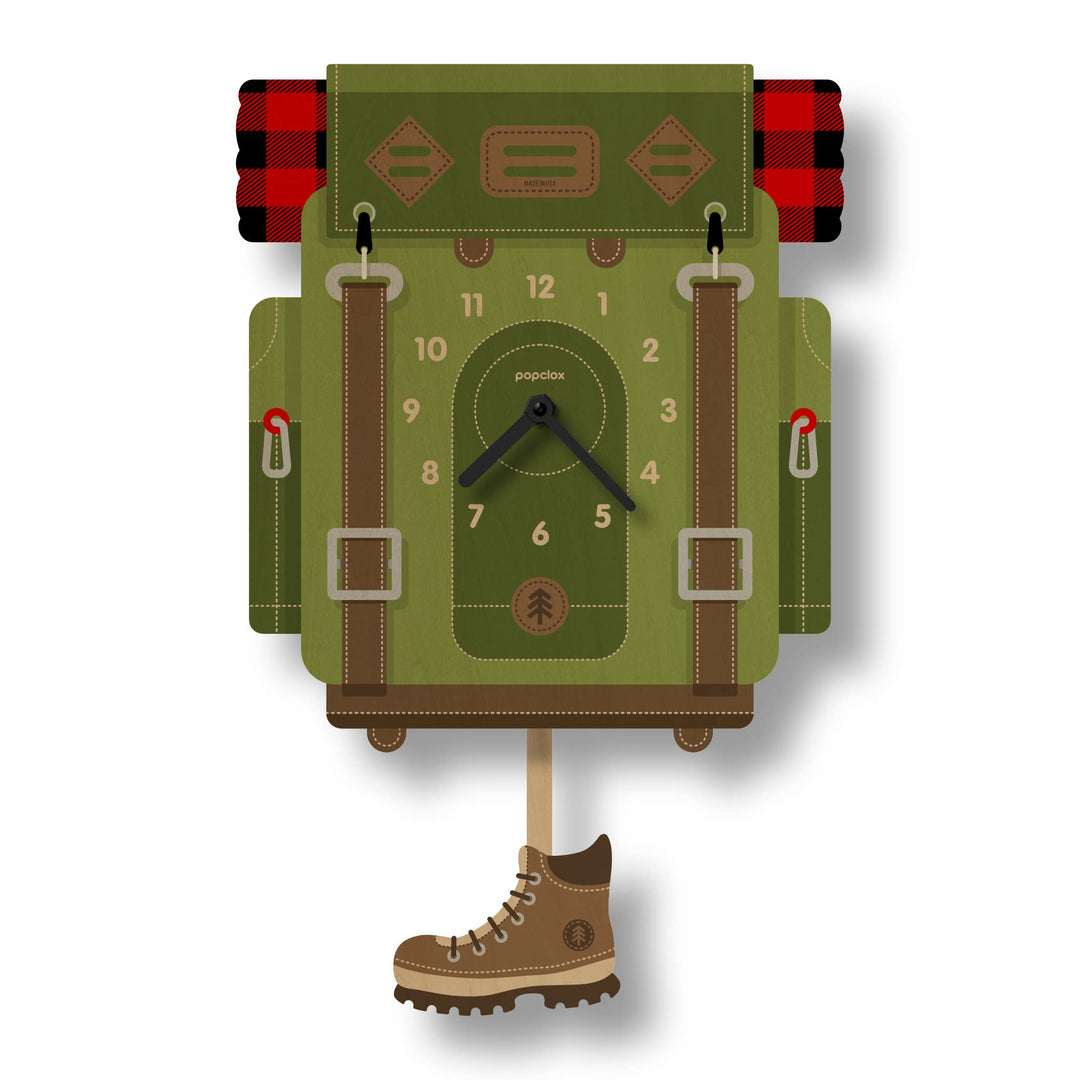 Popclox Backpack Pendulum Clock - Wood