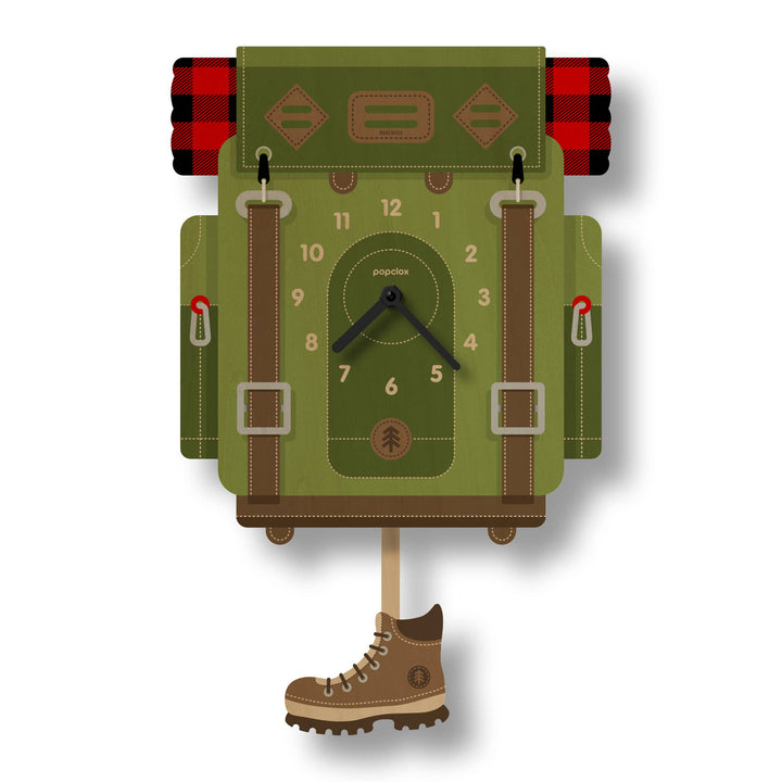 Popclox Backpack Pendulum Clock - Wood