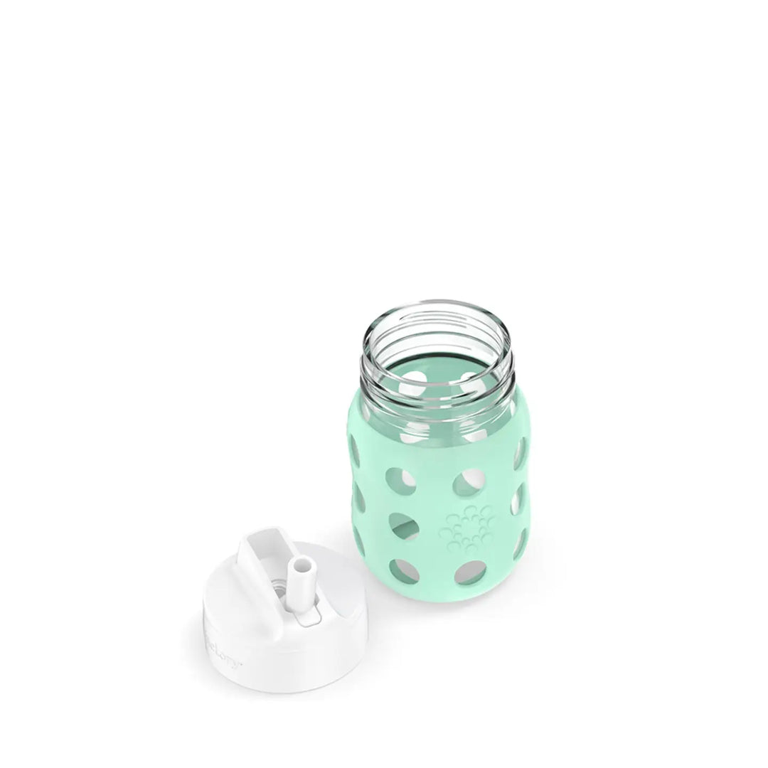 Lifefactory 8oz Glass Baby Bottle with Straw Cap - Mint
