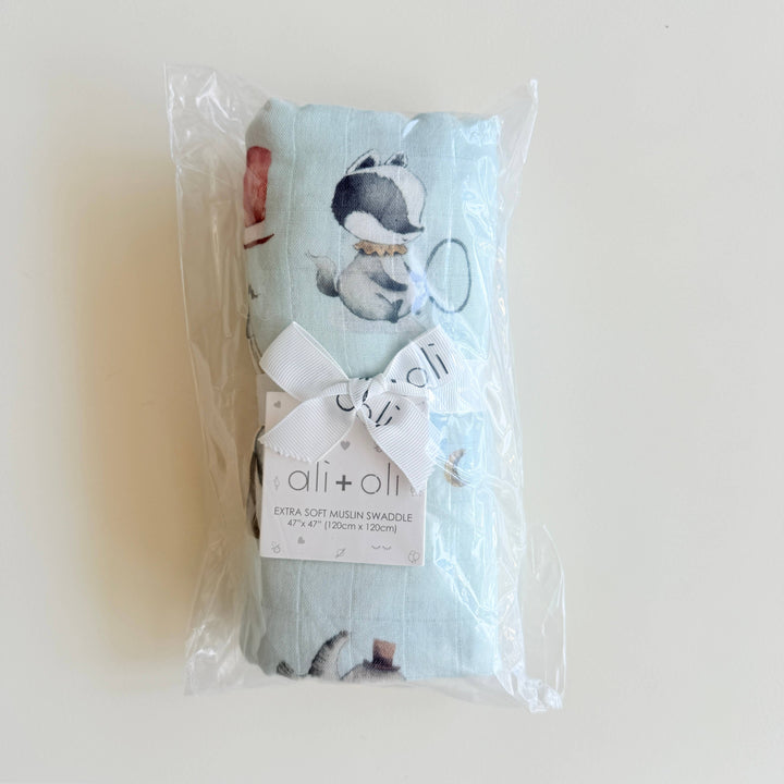 Ali + Oli Bamboo Muslin Swaddle Blanket - Circus