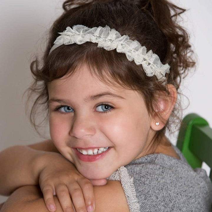 Peppercorn Kids Lace Rhinestone Headband - Ivory