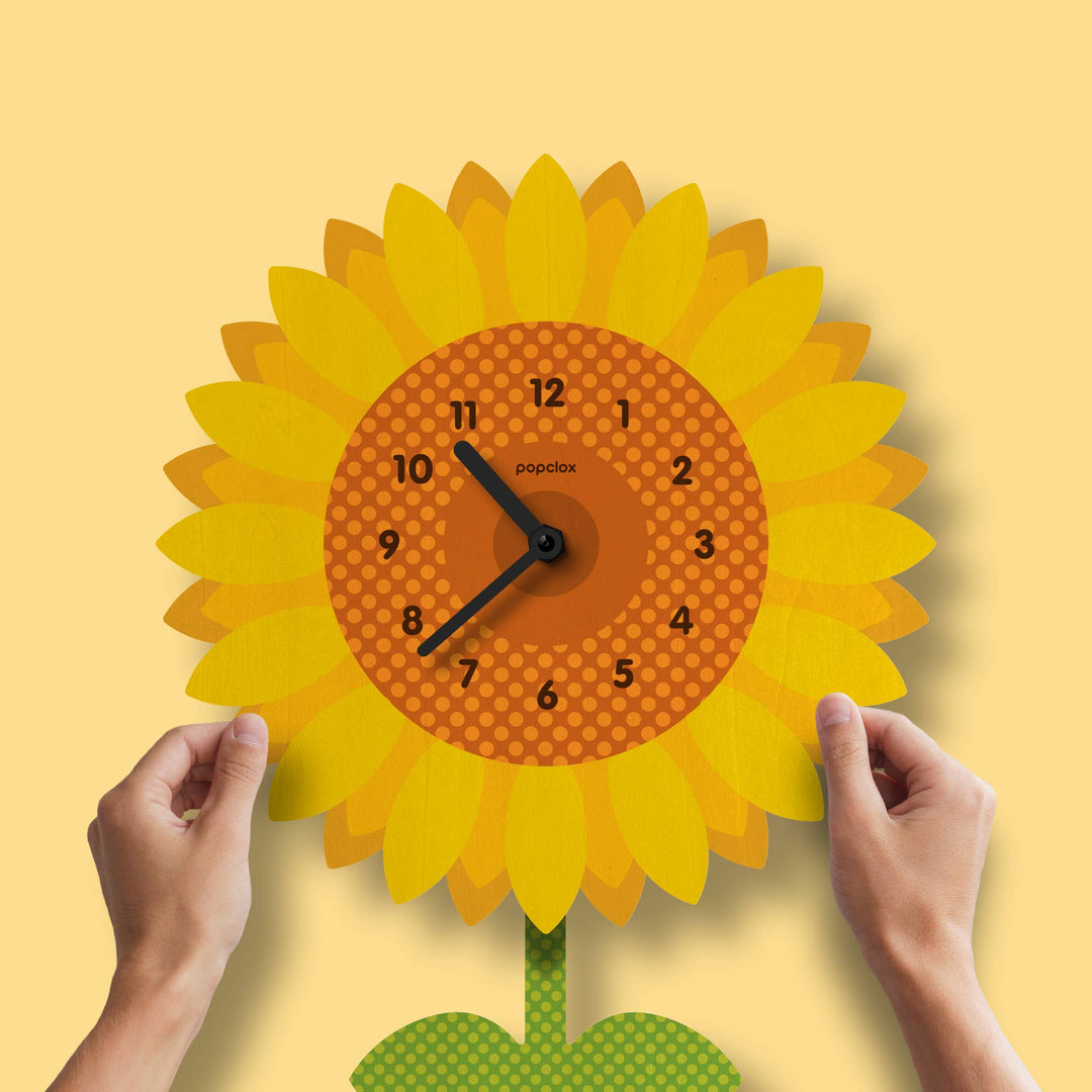 Popclox Sunflower Pendulum Clock - Wood