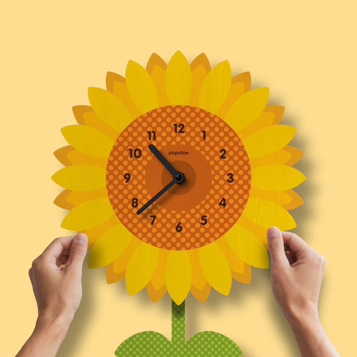 Popclox Sunflower Pendulum Clock - Wood