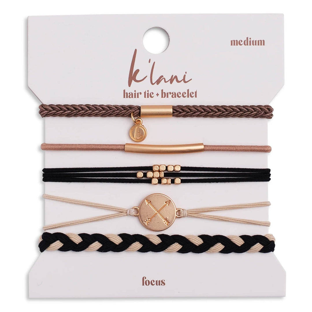 K'lani "Focus" Gold Arrow Charm Hair Tie Bracelets