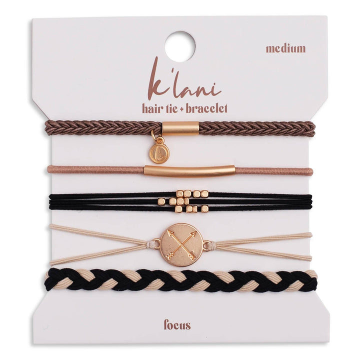K'lani "Focus" Gold Arrow Charm Hair Tie Bracelets
