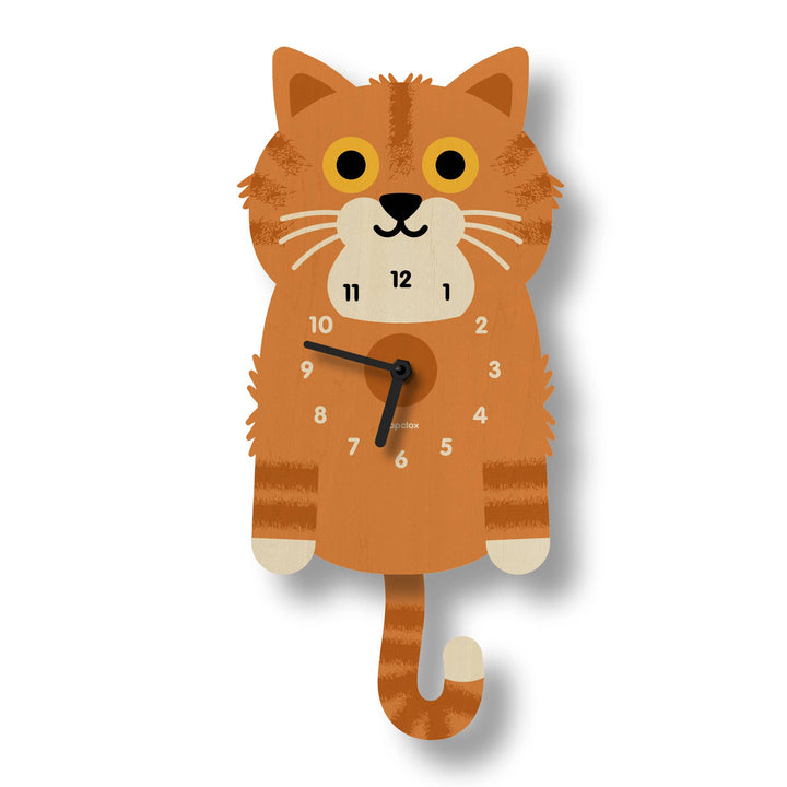 Popclox Orange Kitten Pendulum Clock - Wood