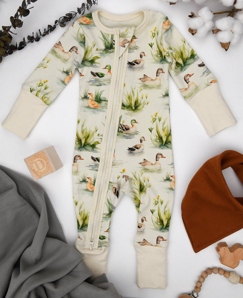 Earthy Organic Cotton Baby Pajamas 2-Way Zipper Sleeper - Reed