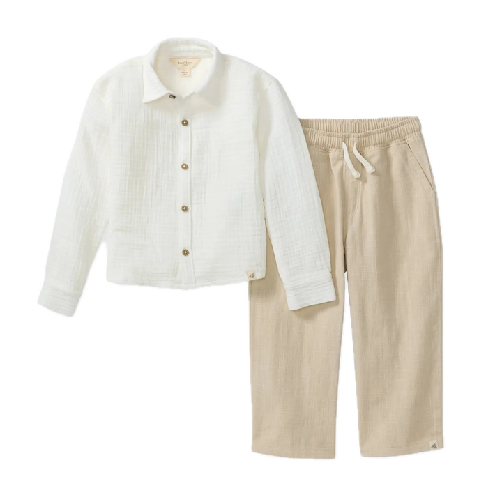 Burt's Bees Button Down Boy Shirt & Pants Set