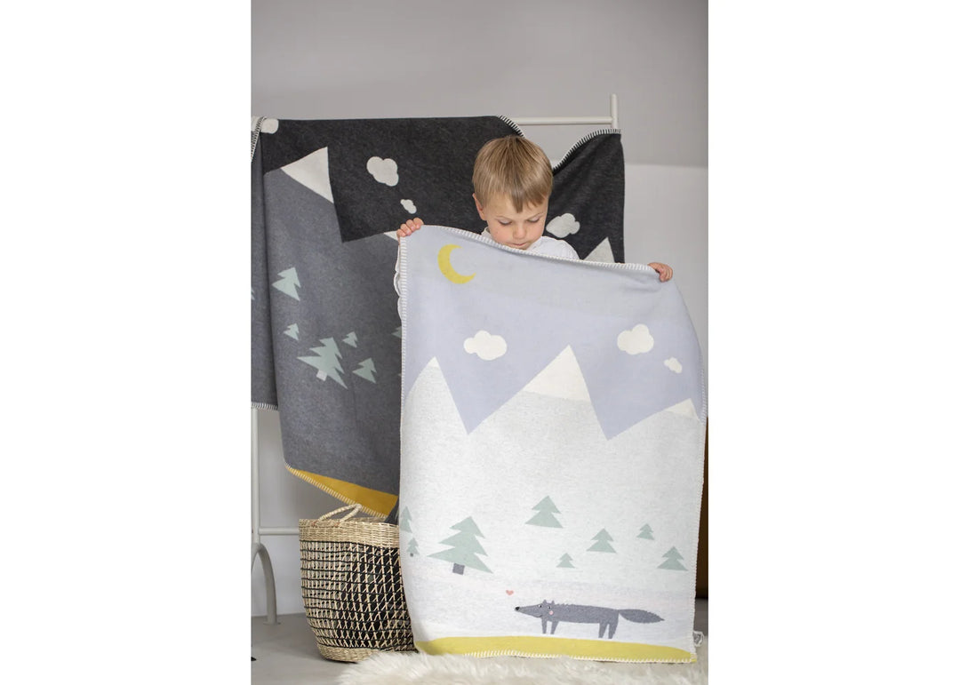 David Fussenegger Lili Baby Blanket - Embroidered Wolf