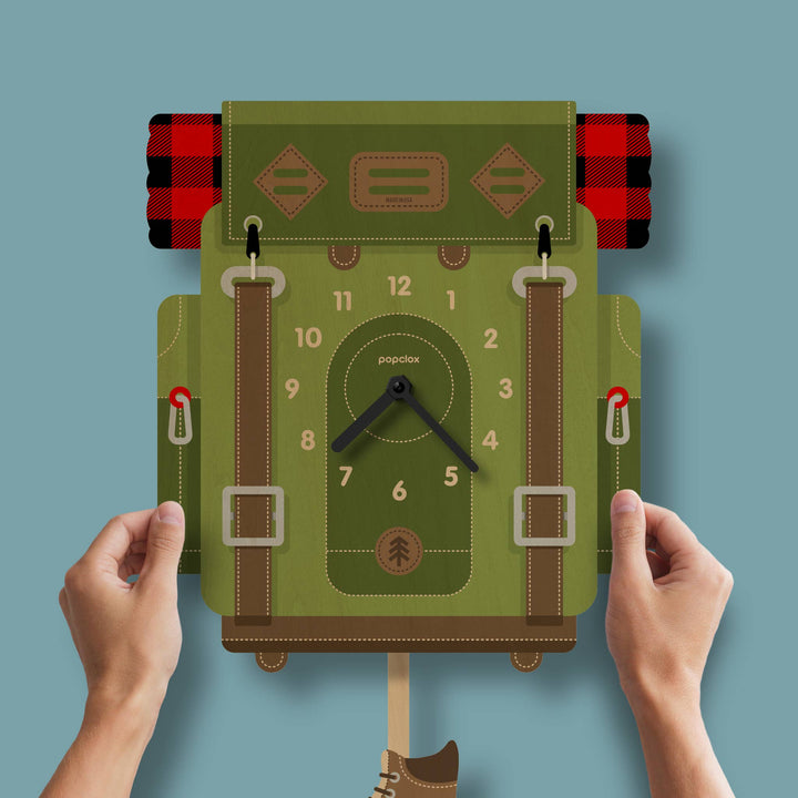 Popclox Backpack Pendulum Clock - Wood