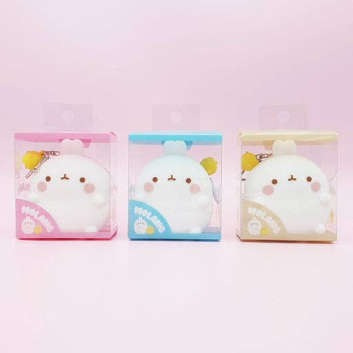 Molang Silicone Zipper Pouch – Soft Coin Purse with Charm