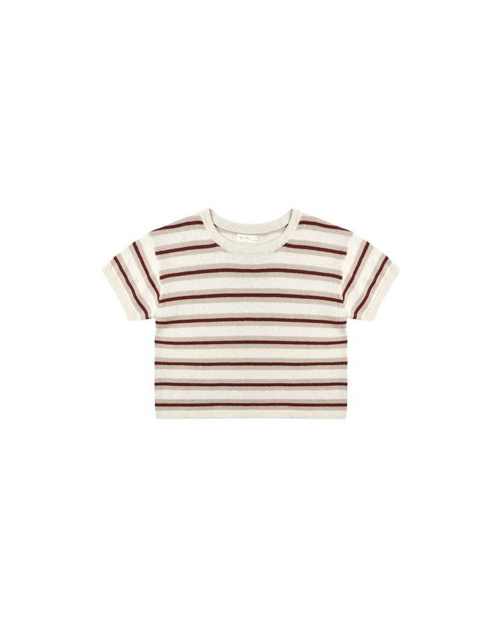 Rylee + Cru Boxy Crop Knit Tee - Autumn Stripe