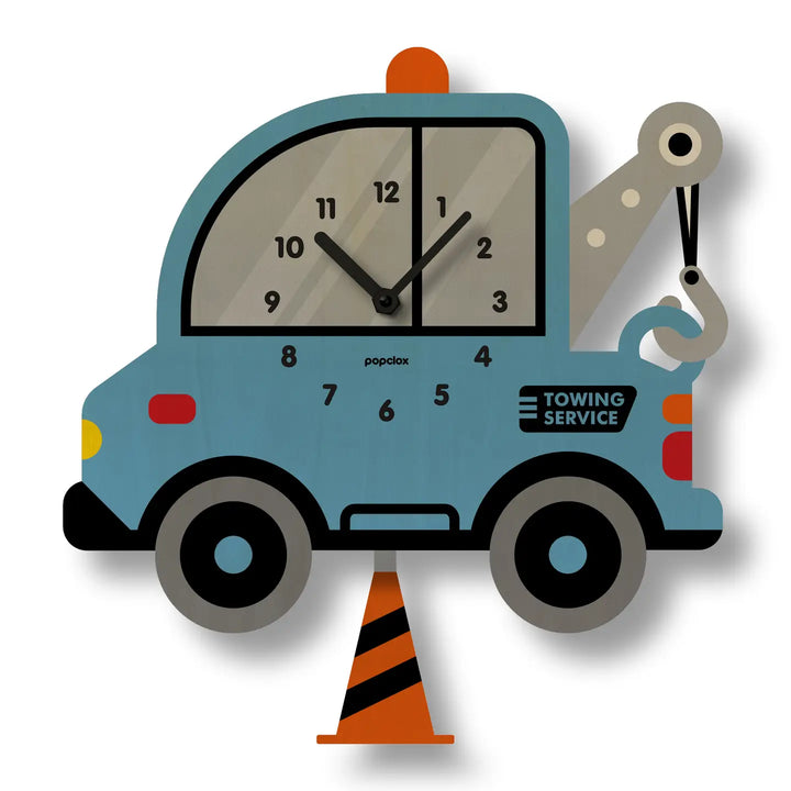 Popclox Tow Truck Pendulum Clock - Wood