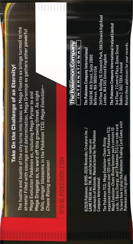 Pokemon Mega Evolution Chaos Rising Booster Pack ME04