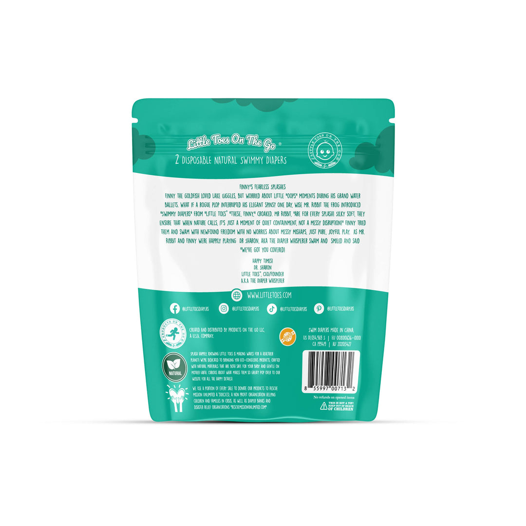 Little Toes On The Go Natural Swim Diapers 2-Pack - Small