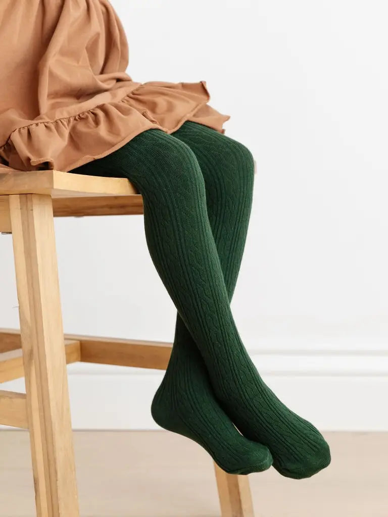 Little Stocking Co. Cable Knit Tights - Forest