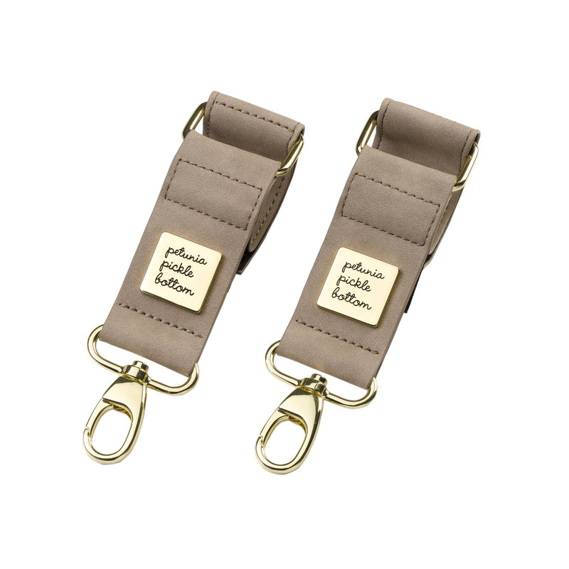 Petunia Valet Stroller Clip – Grey Matte Leatherette/Gold