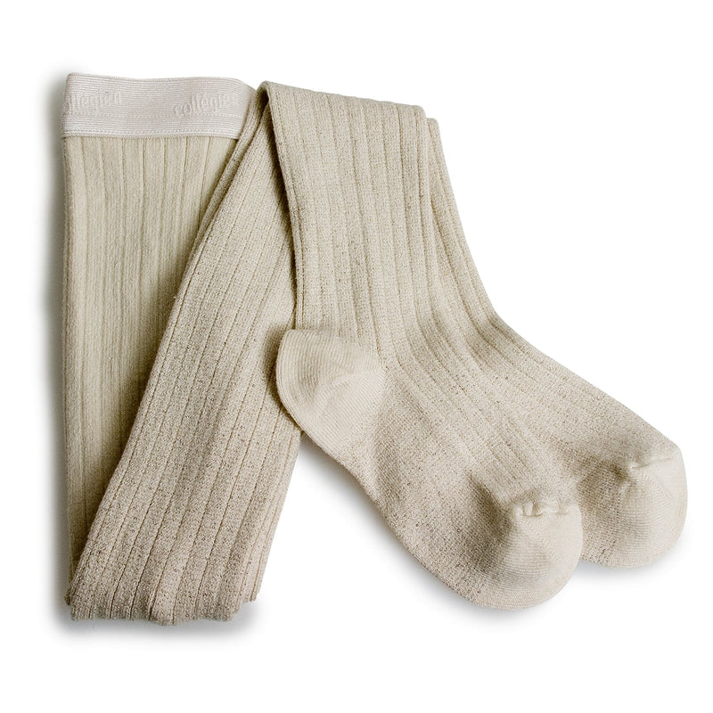 Collegien Amelie Glitter Ribbed Tights - Ivory