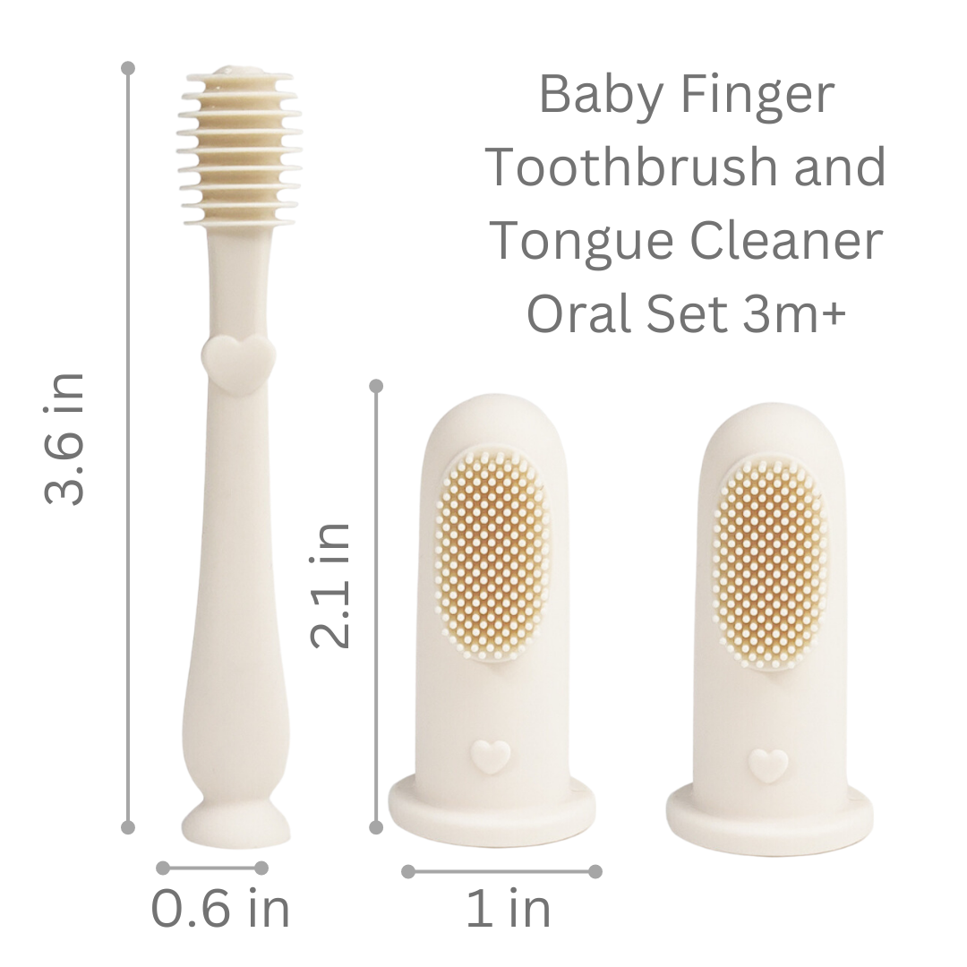 Ali + Oli Baby Finger Toothbrush & Tongue Cleaner Oral Set 3m+ -Ivory
