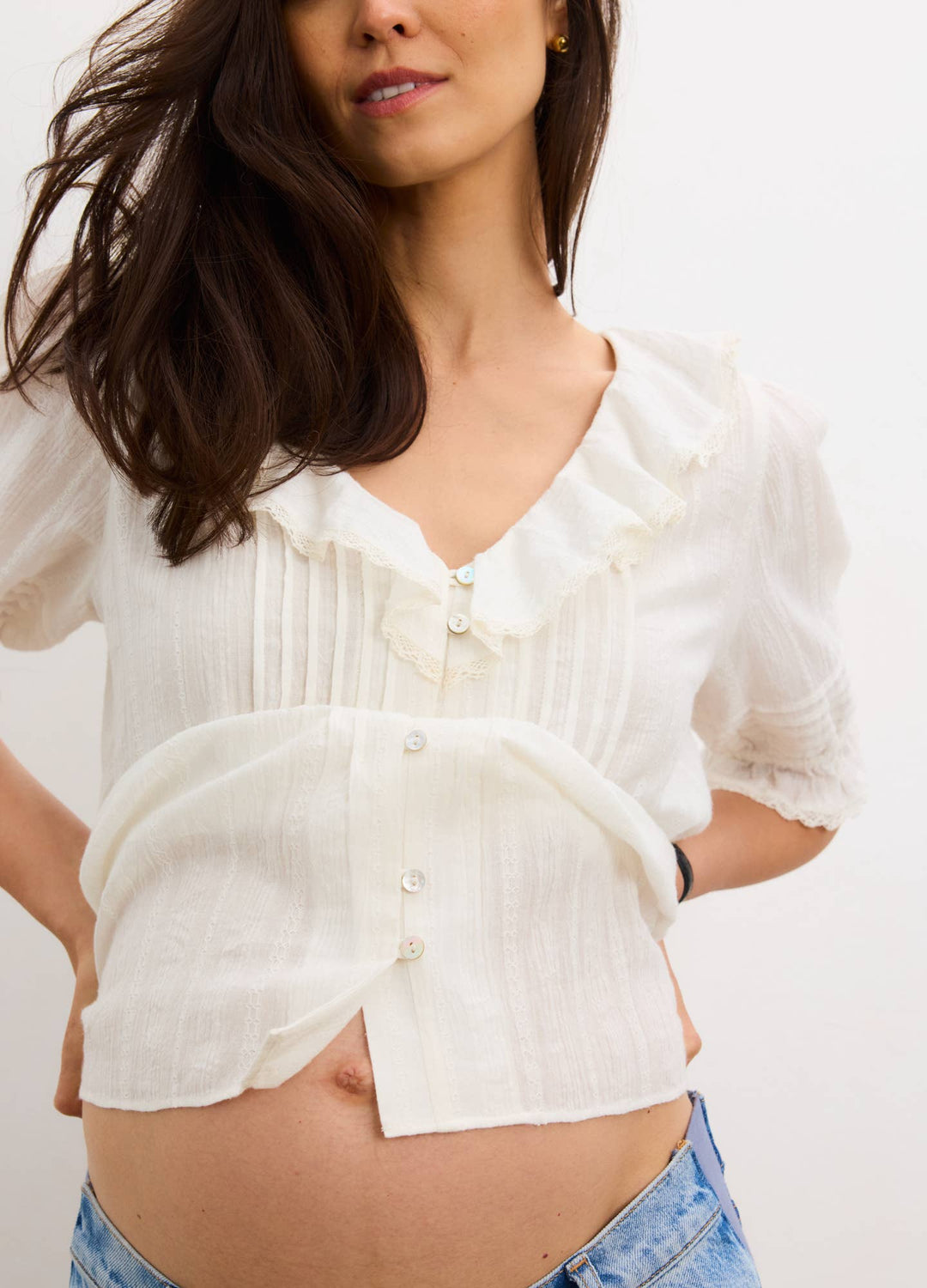 Hatch Collection The Lou Lou Nursing Blouse - Vanilla
