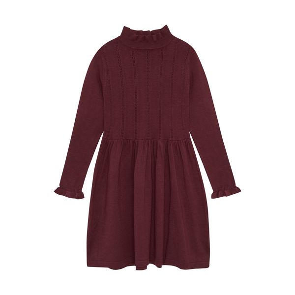 Creamie Pointelle Knit Dress - Tawny Port