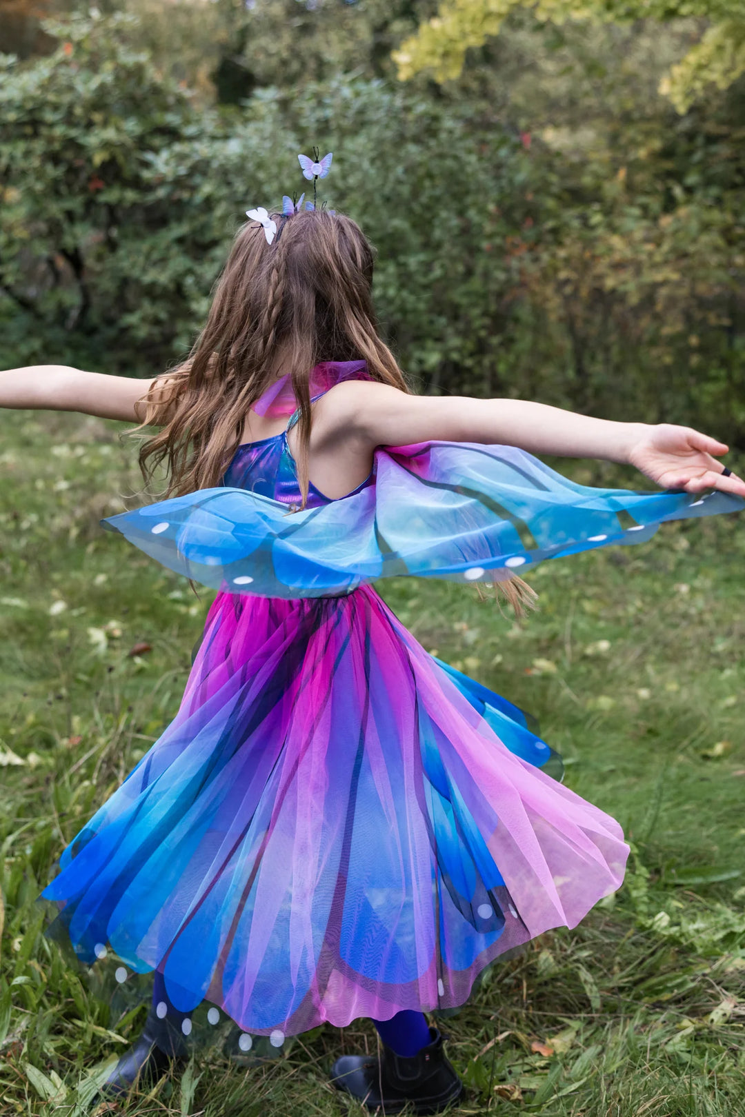 Great Pretenders Blue Butterfly Twirl Dress with Wings & Headband