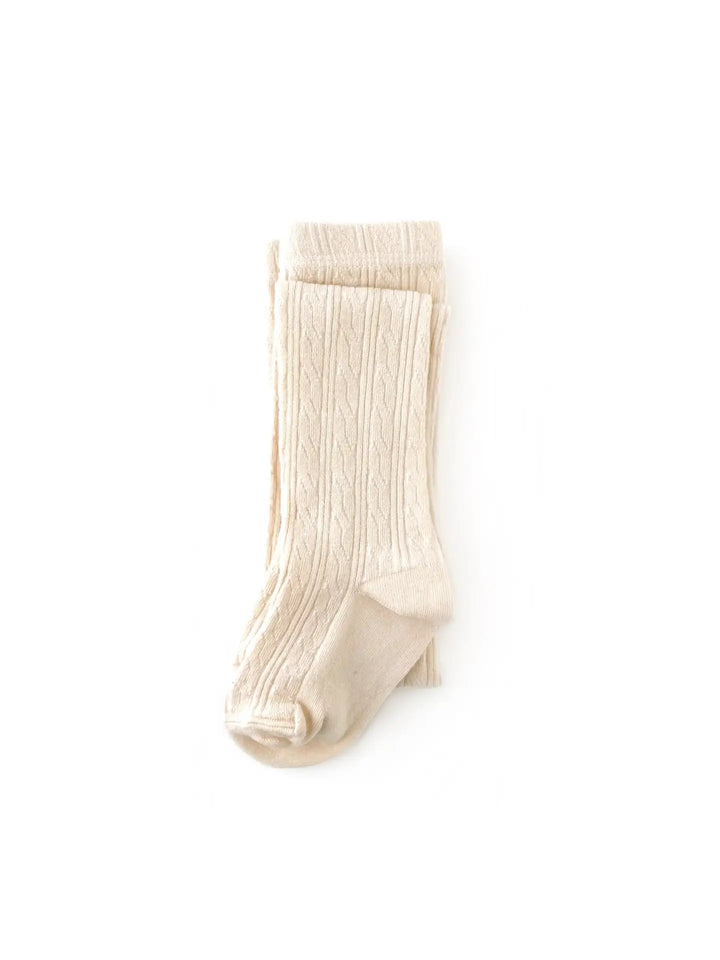 Little Stocking Co Cable Knit Tights - Vanilla