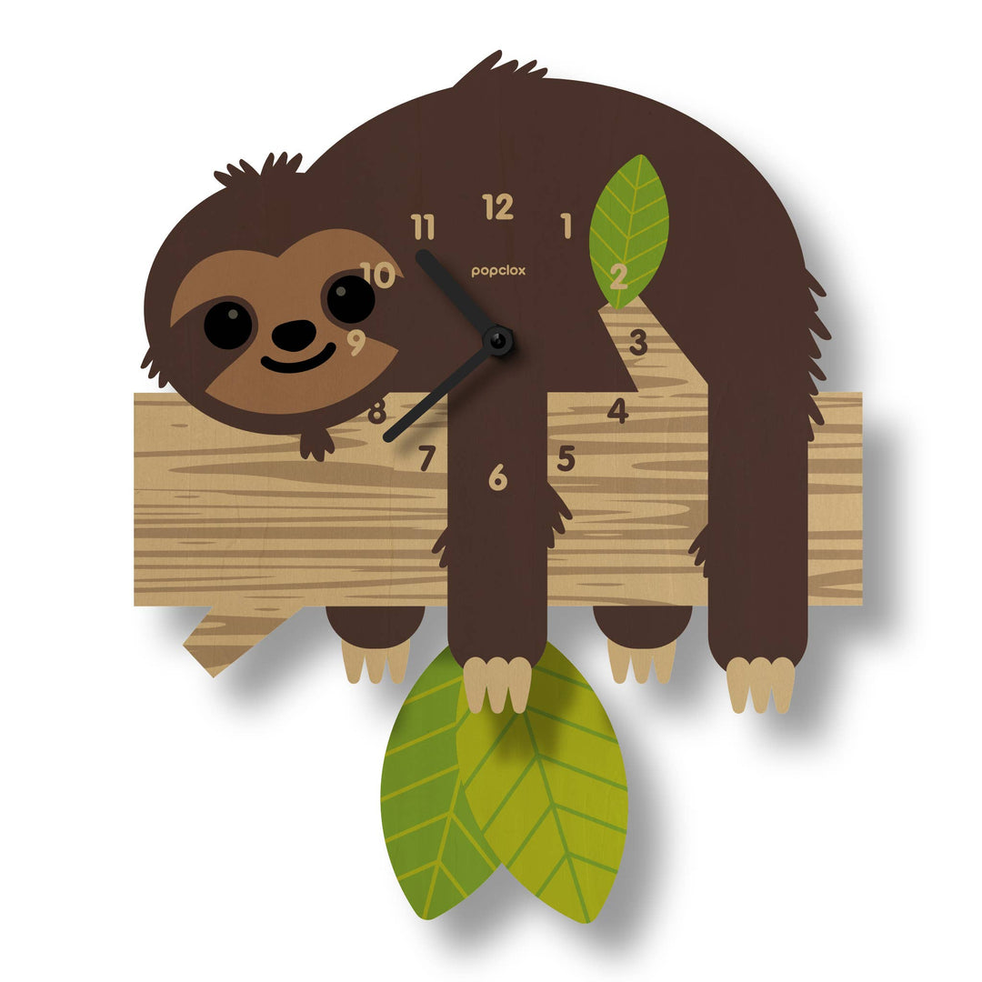 Popclox Sloth Pendulum Clock - Wood