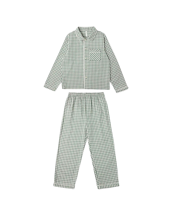 Rylee + Cru Long Sleeve Pajamas - Evergreen Gingham