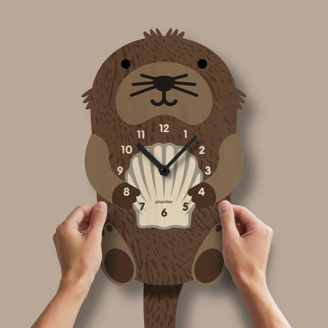 Popclox Otter Pendulum Clock - Wood