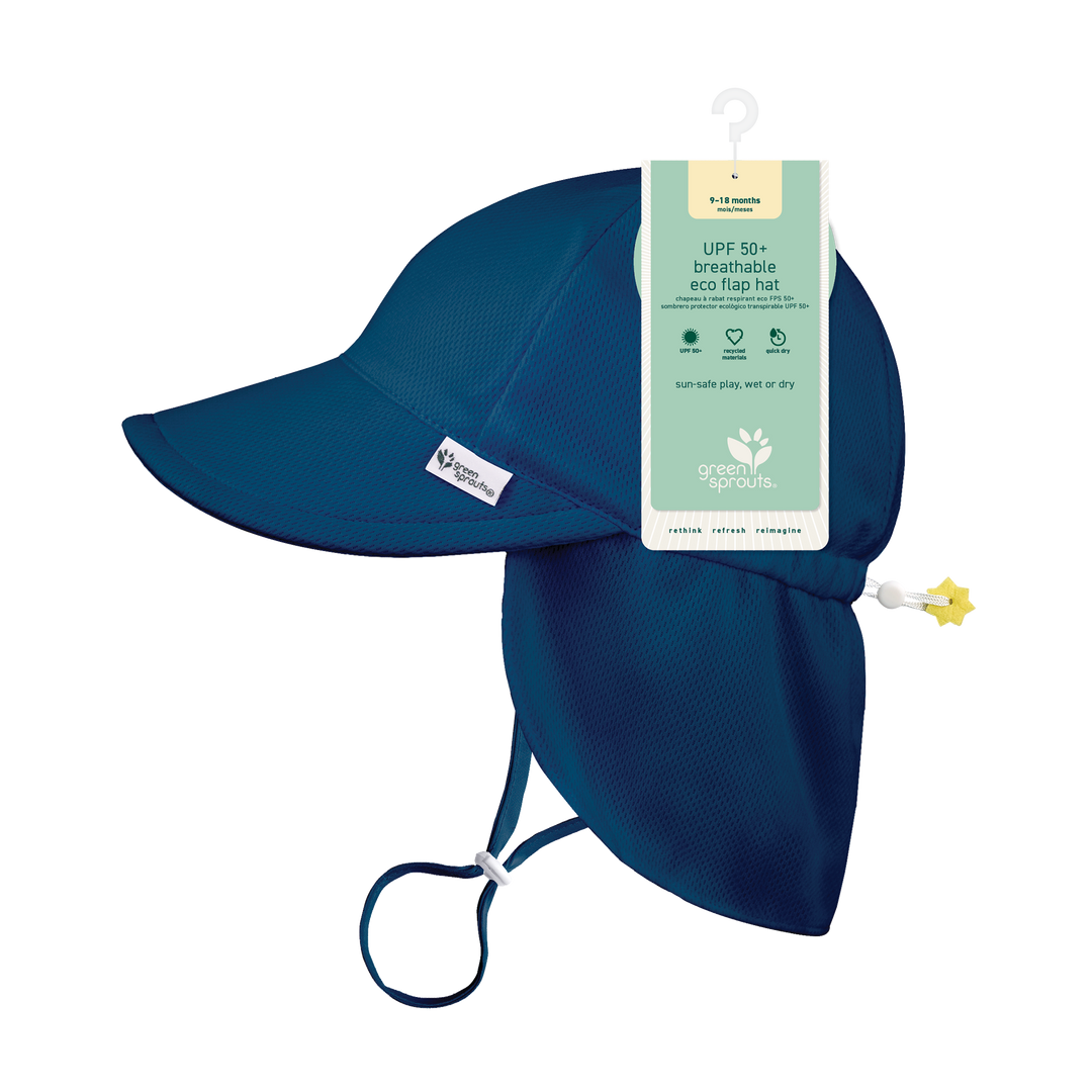 Green Sprouts UPF 50+ Breathable Eco Flap Hat - Navy
