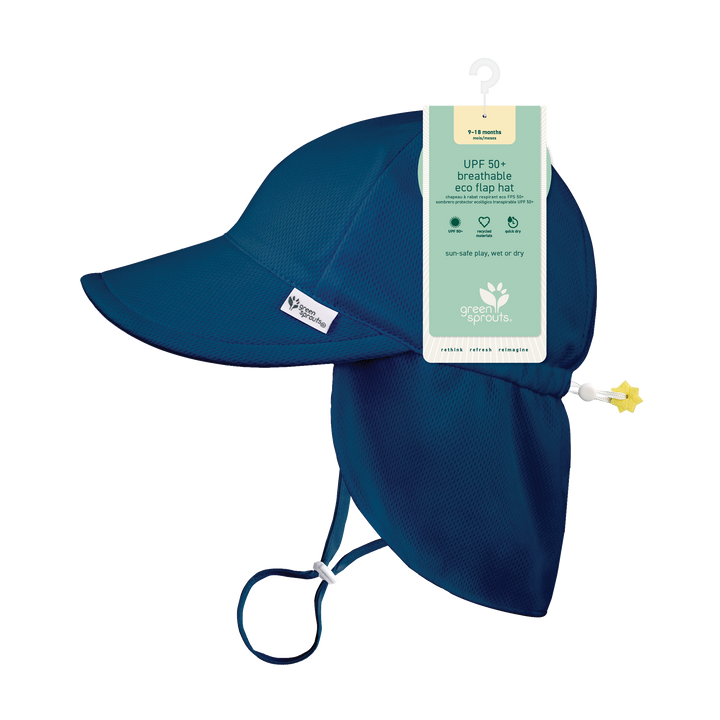 Green Sprouts UPF 50+ Breathable Eco Flap Hat - Navy