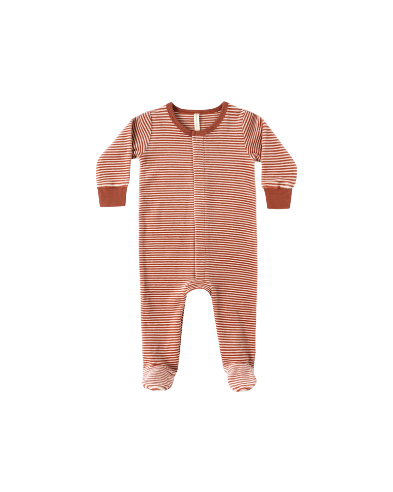 Quincy Mae Hidden Snap Footie - Candy Stripe