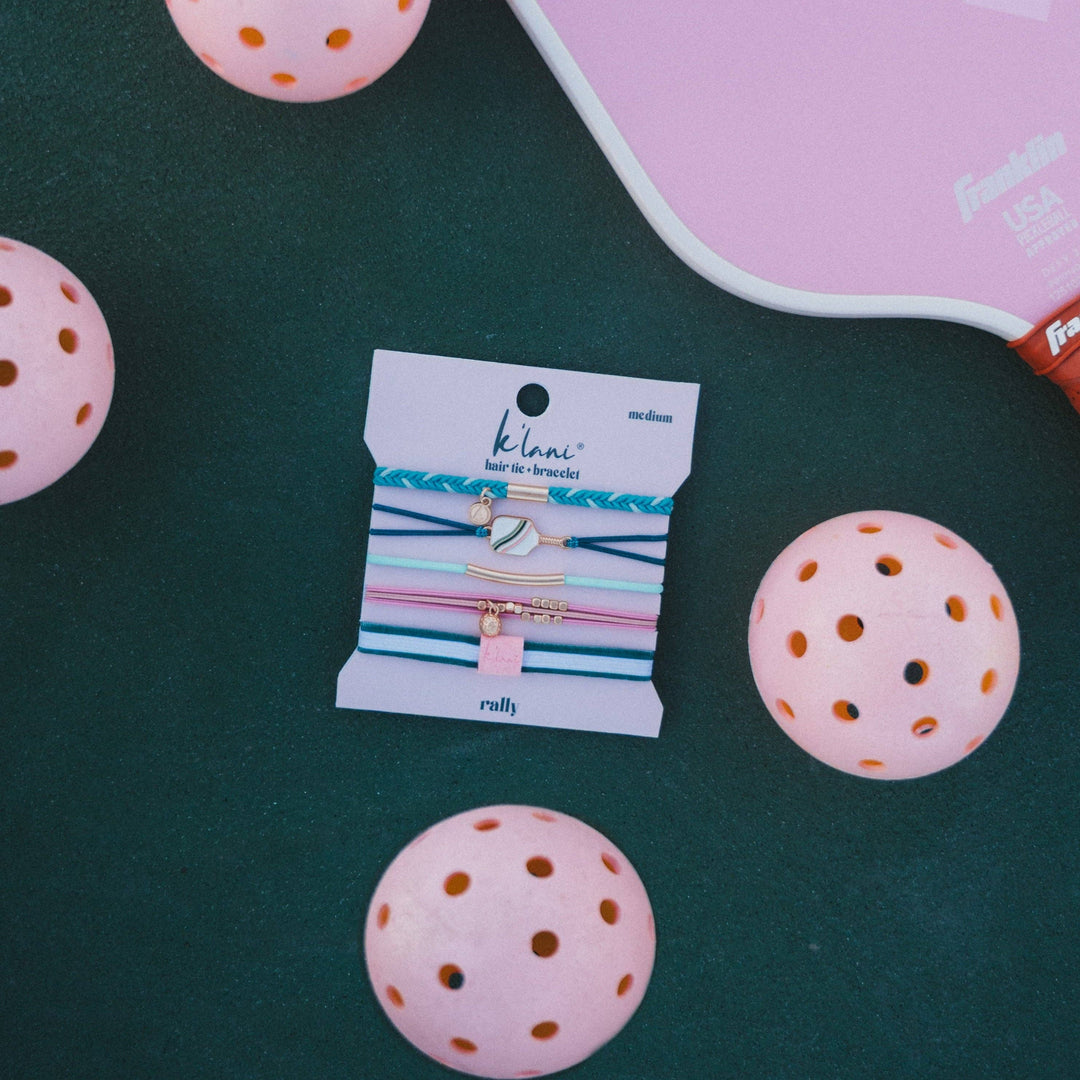 K'lani "Rally" Pickleball with Pink and Green Hair Tie Bracelets