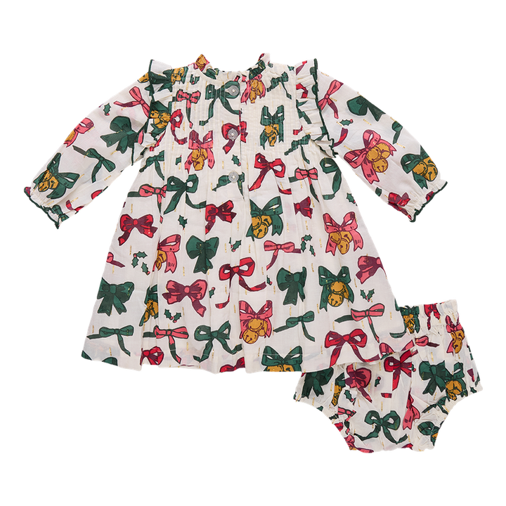 Pink Chicken Baby Jaipur Dress Set - Christmas Bows