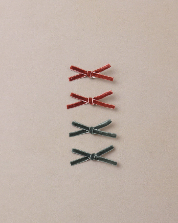Noralee Mini Ribbon Bows - Green, Ruby