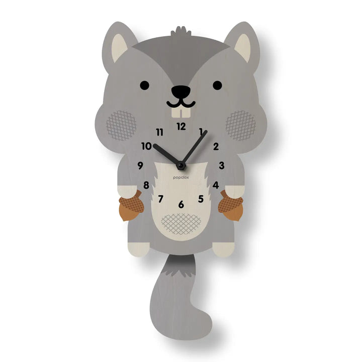 Popclox Squirrel Pendulum Clock - Wood